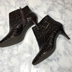 Talbots Crocodile Embossed Ankle Boots